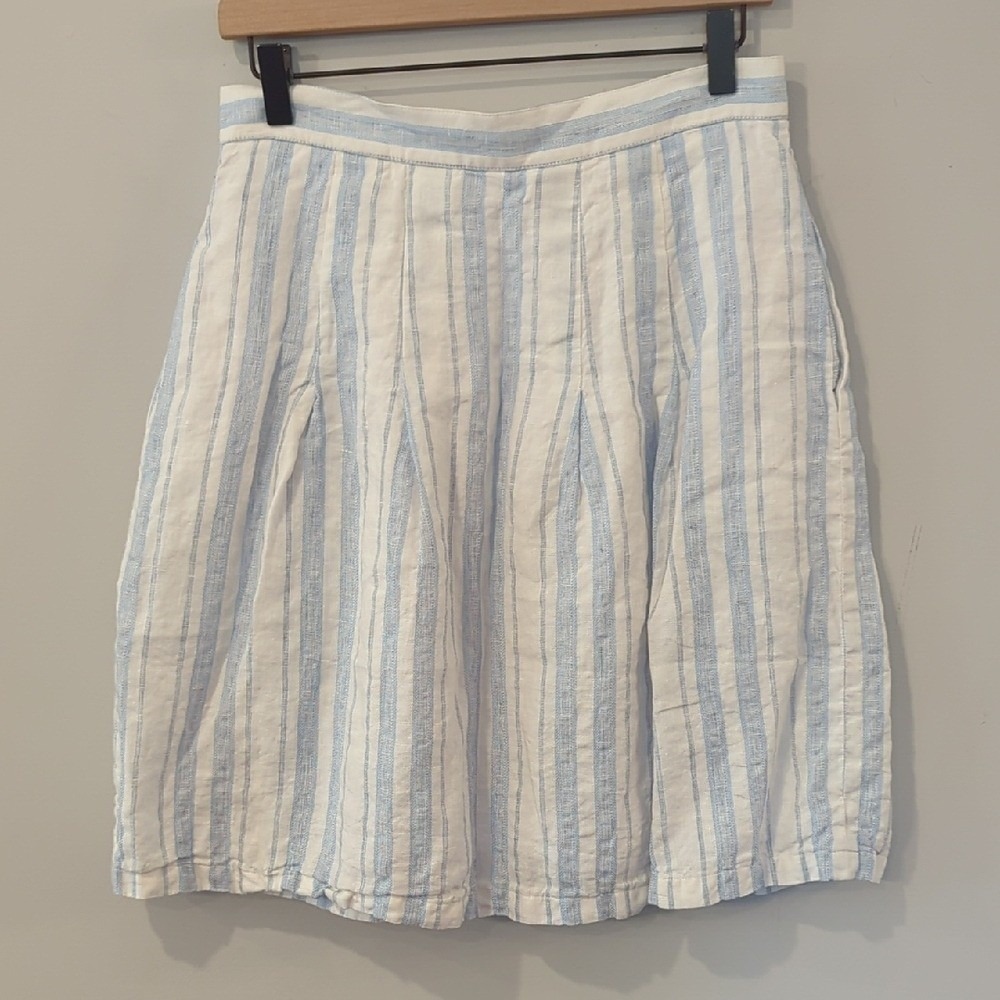 Brooks Brothers Linen Skirt Button-Front Blue White size 4 - Picture 3 of 7